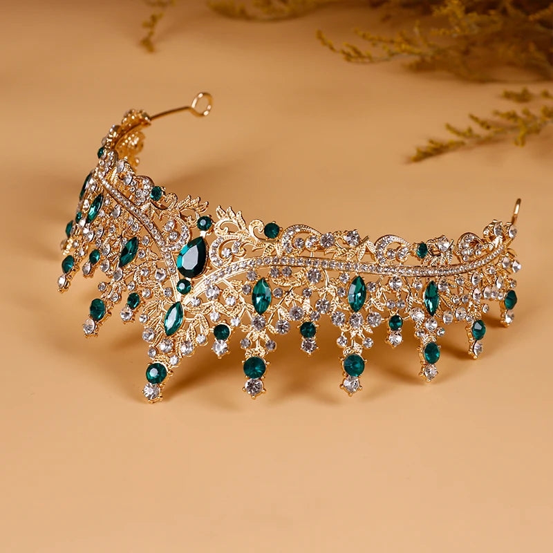Bridal Headwear - A Golden Lady Fashion Wedding Crown, Rhinestone Classic Princess Tiaras