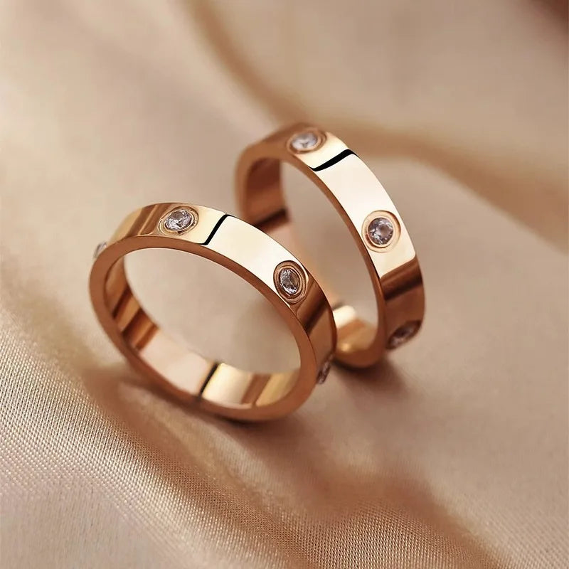 Ring for women 2025 luxury Titanium steel ring with sparking rhinestone designer jewelry Couple rings