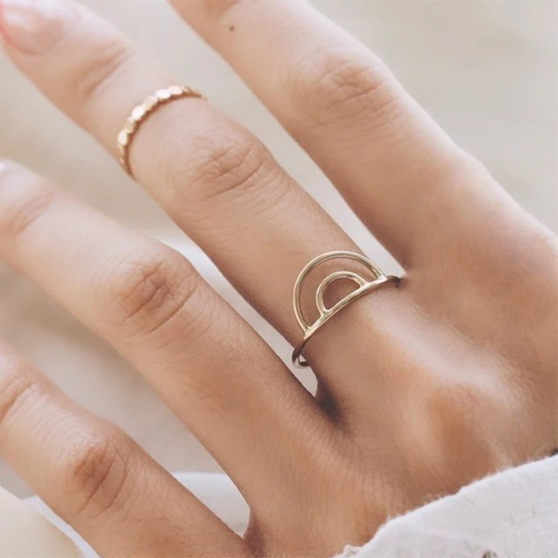 Rainbow Ring14K gold filled Knuckle Ring Boho Gold Jewelry Anillos Mujer Minimalistic Stacking Bohemian Ring for Women