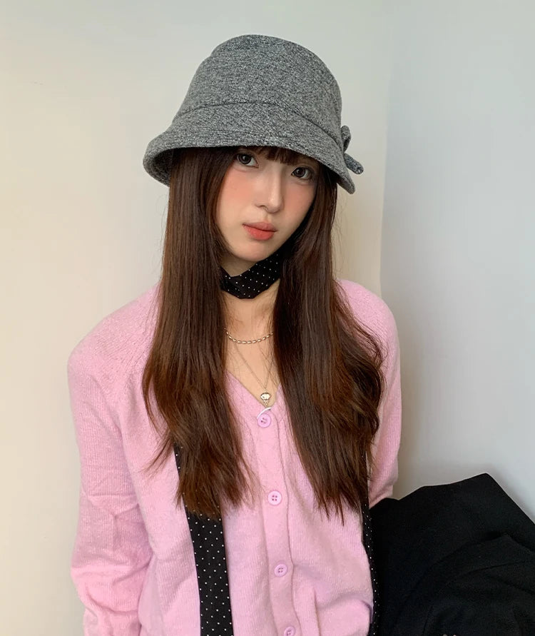 Fashionable Bow-Tie Bucket Hat For Women Which Makes Your Face Look Smaller New Retro Versatile Hat For Autumn And Winter