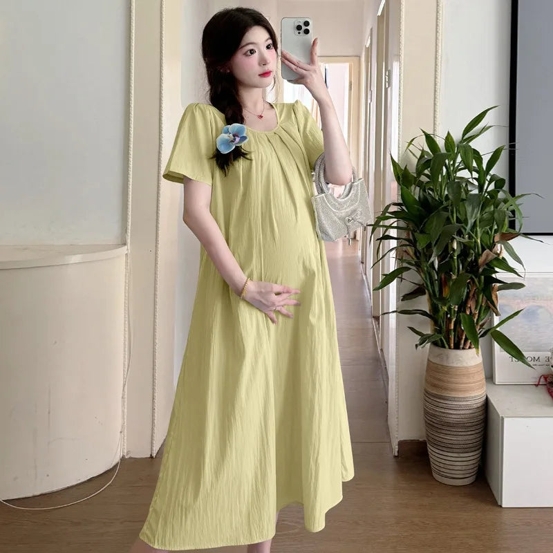 Elevate Your Summer Wardrobe: New Maternity Summer Dress Fashionable, Thin Long Dresses for Pregnant Women, Stay Cool in Style