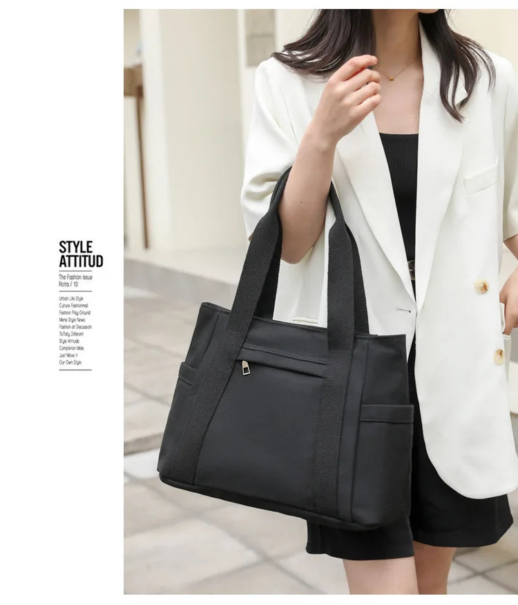 Women's handbag Fashionable Women's Canvas Top-Handle Bag for Daily Commuting and College Style Student Outfit Shoulder Bag