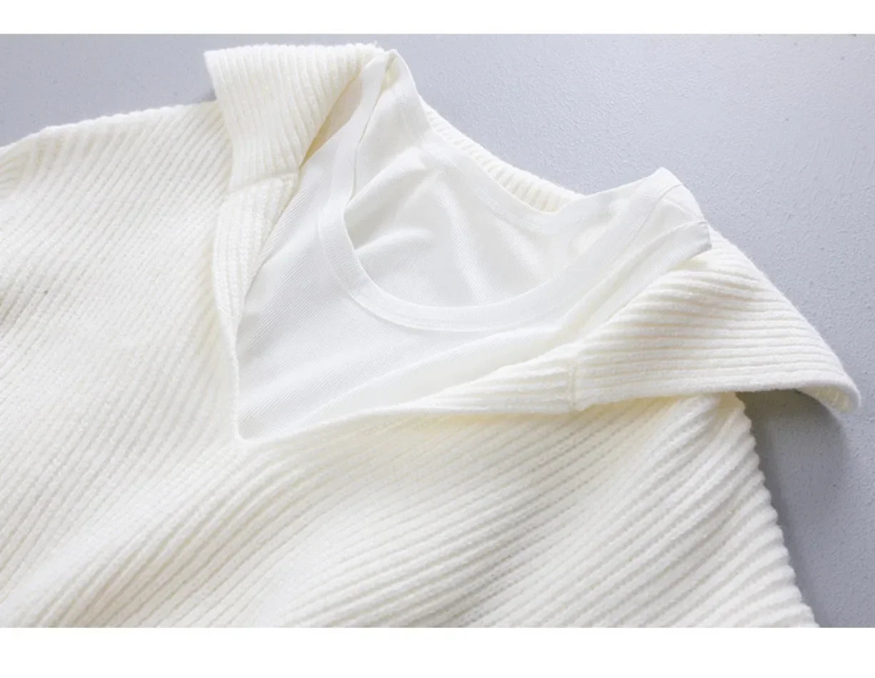 Women's Sweaters Fall/winter 2025 New In Deep V Lapel Pullover Sweater Camisole Two-piece Set Sweater Set Office Lady Jumpers