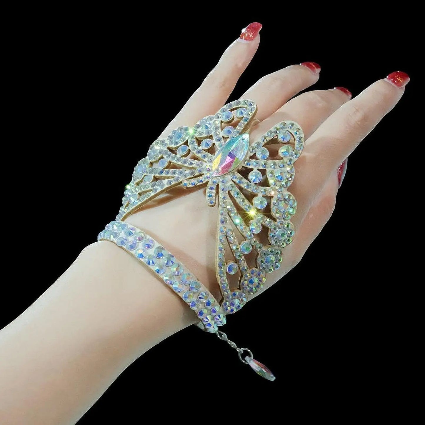 Belly Dancer Jewelry, Women Handmade Elegant Shining Hand Chain Jewellery, Linked Bracelet Chain Jewelry