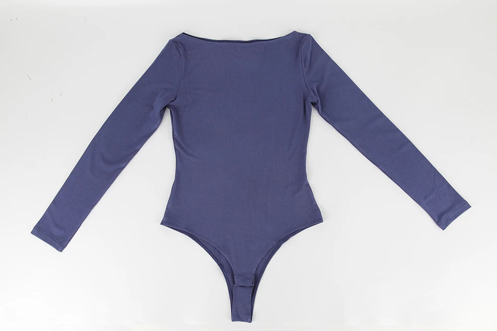 Women's Round Collar Elastic Bodysuit Long Sleeve Jumpsuit Shapewear Shaper Lady Sexy New Female Warm Clothes Autumn Winter