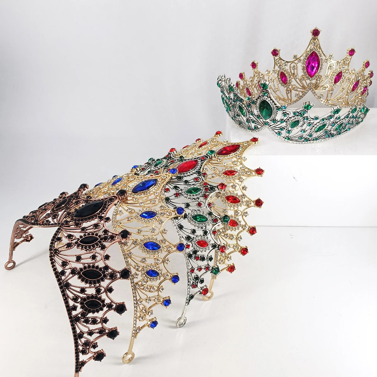 Bridal Headwear Colourful Women's Ballroom Crown Baroque Crystal Tiaras And Crowns Bridal Wedding Hair Accessories Jewelry