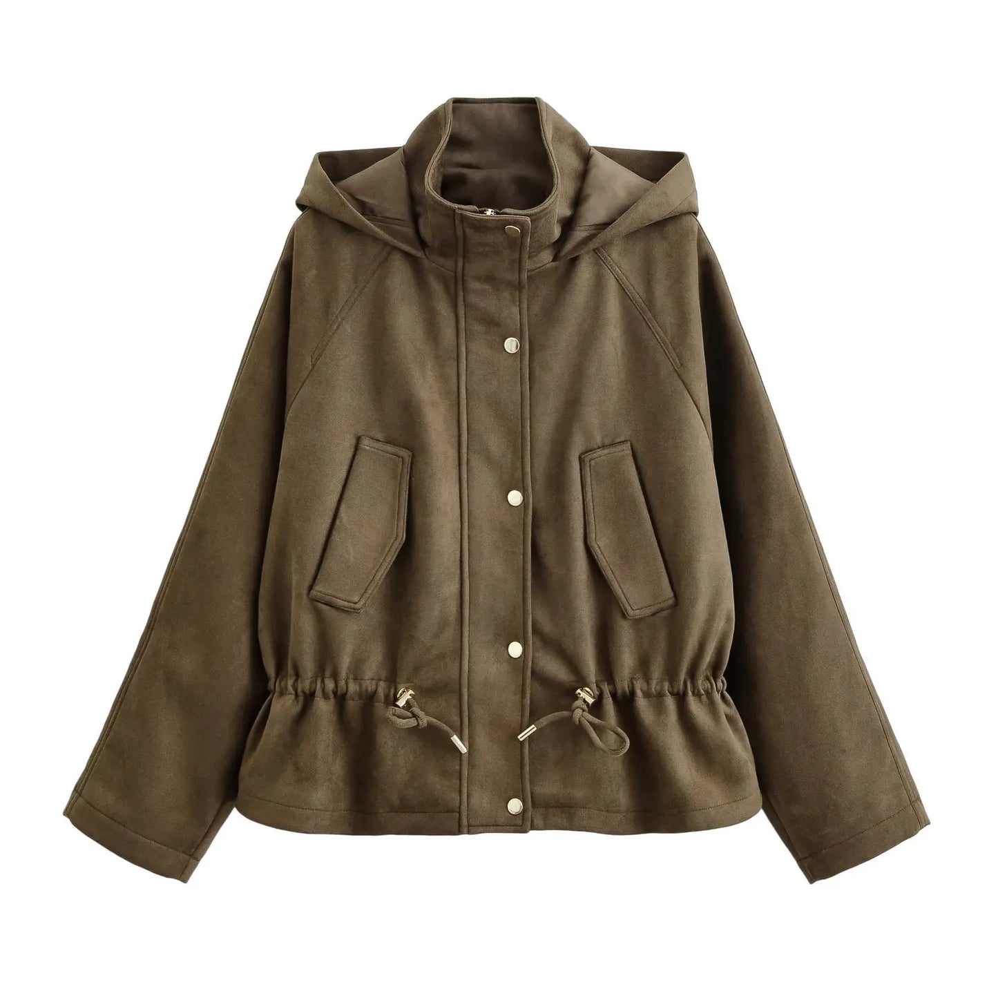 Women's Jackets 2025 Autumn Winter New Fashion Long Sleeves Double-Breasted Hooded Jacket Female High Street Elegant New Coats