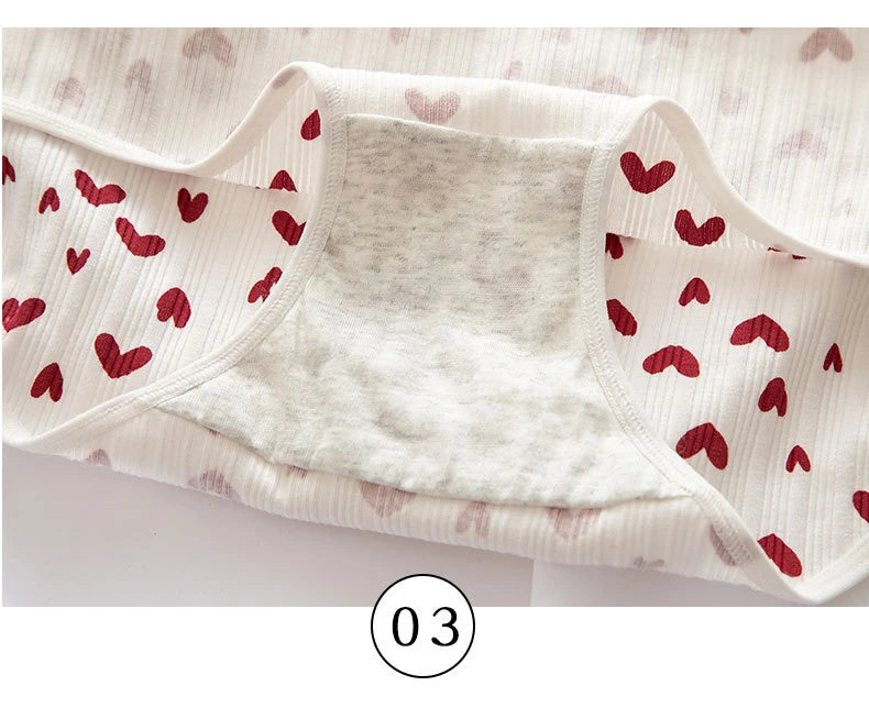 Cotton Panties Female Underpants Sexy Women Underwear Soft Lingerie Lace Up Briefs Strawberry Hearted Printed Pantys