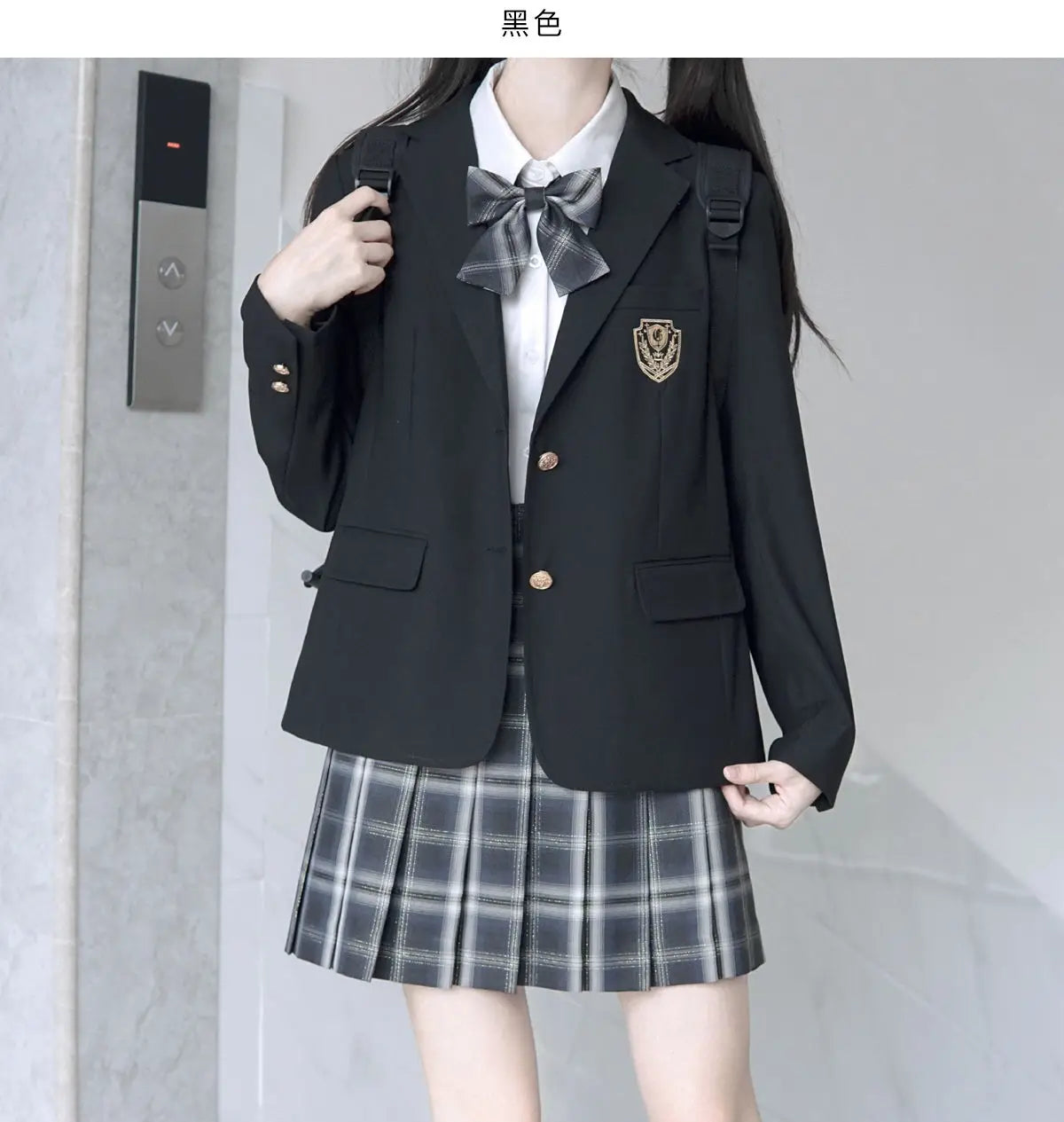 Blazer for Women Notched Collar Single Breasted Black Blazers Outwear JK College Student Uniform Autumn Loose Streetwear Chic
