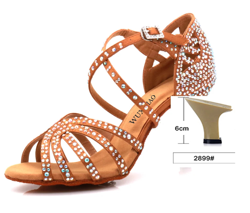 WUXIJIAO Jazz shoes Latin dance shoes female Latin Salsa girl casual shoes silver bronze skin