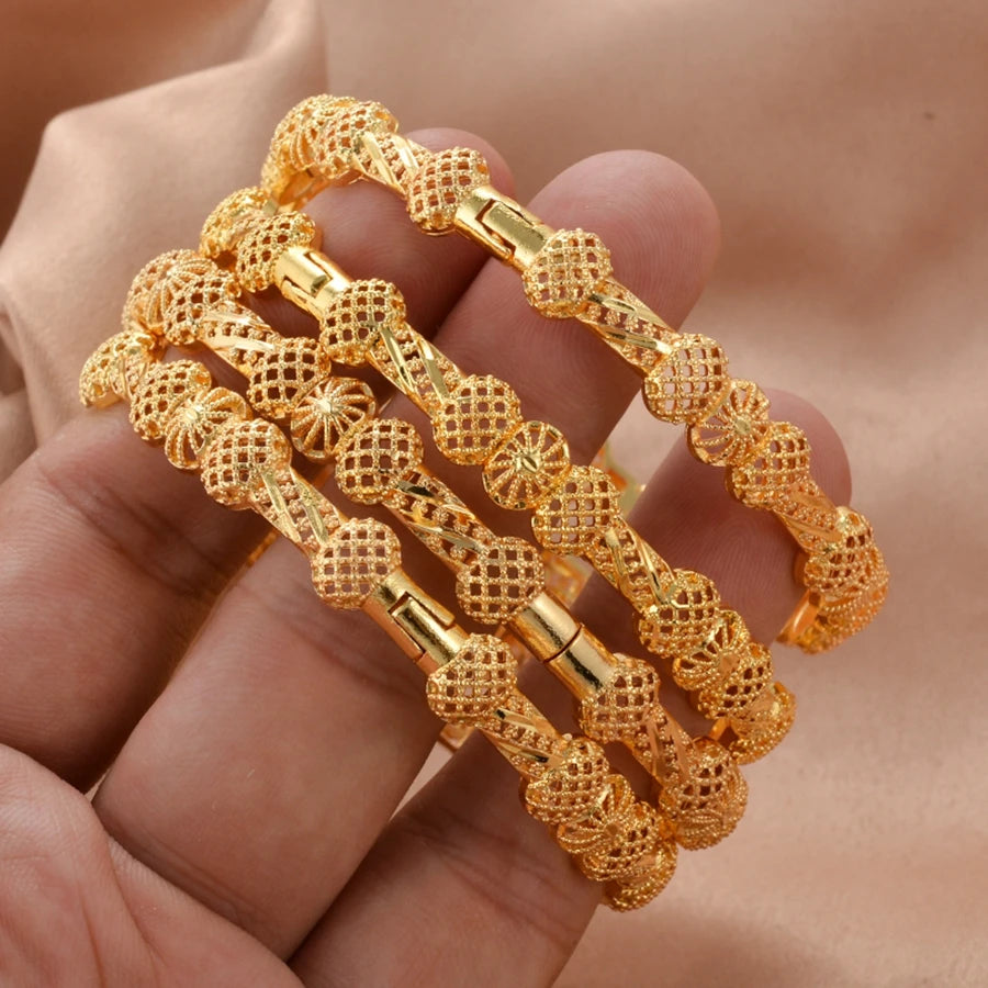 Women bangles Middle Eastern Bangles Gold Color Arab Bracelets for Wife girls wedding jewelry