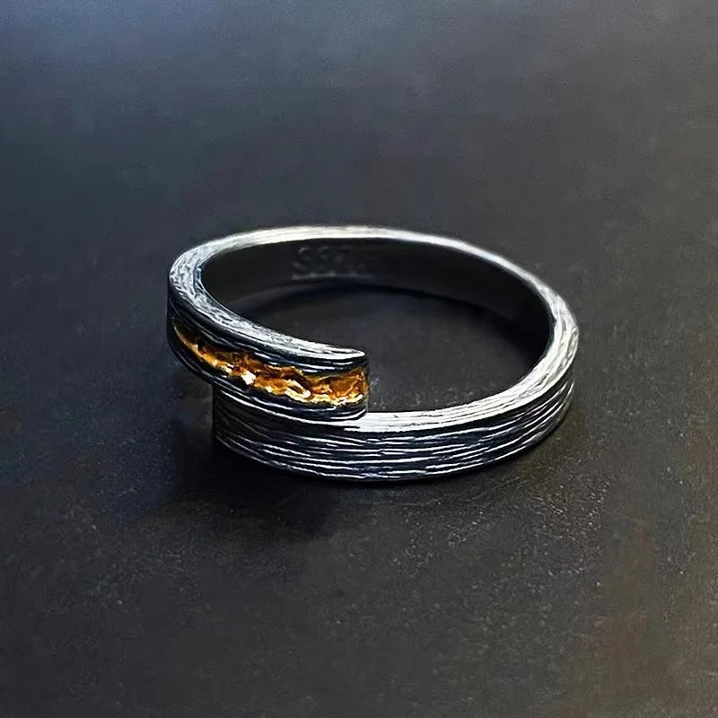 Personality Thumb Ring Male Jewelry Opening Gold Black Collision Men s925 Ring Silver Hand Decoration