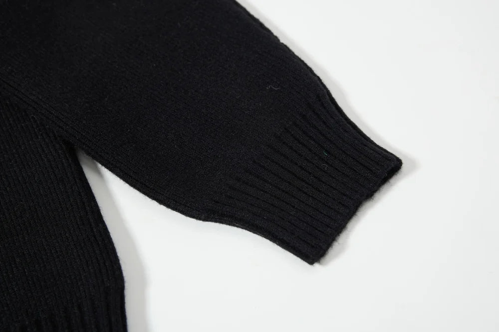 Spliced Sweatercoat Mens Autumn Winter Casual Loose Raglan Sleeve Stand Collar Long Sleeve Knitted Sweater Outerwear Man