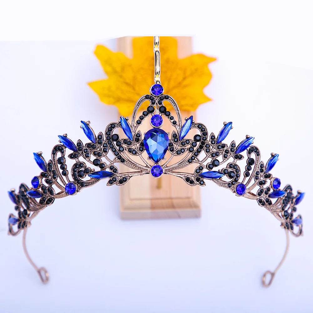 Bridal Headwear Gold-Colour Women's Full Of Classical Temperament Wedding Crown Girl Birthday Dazzling Tiaras