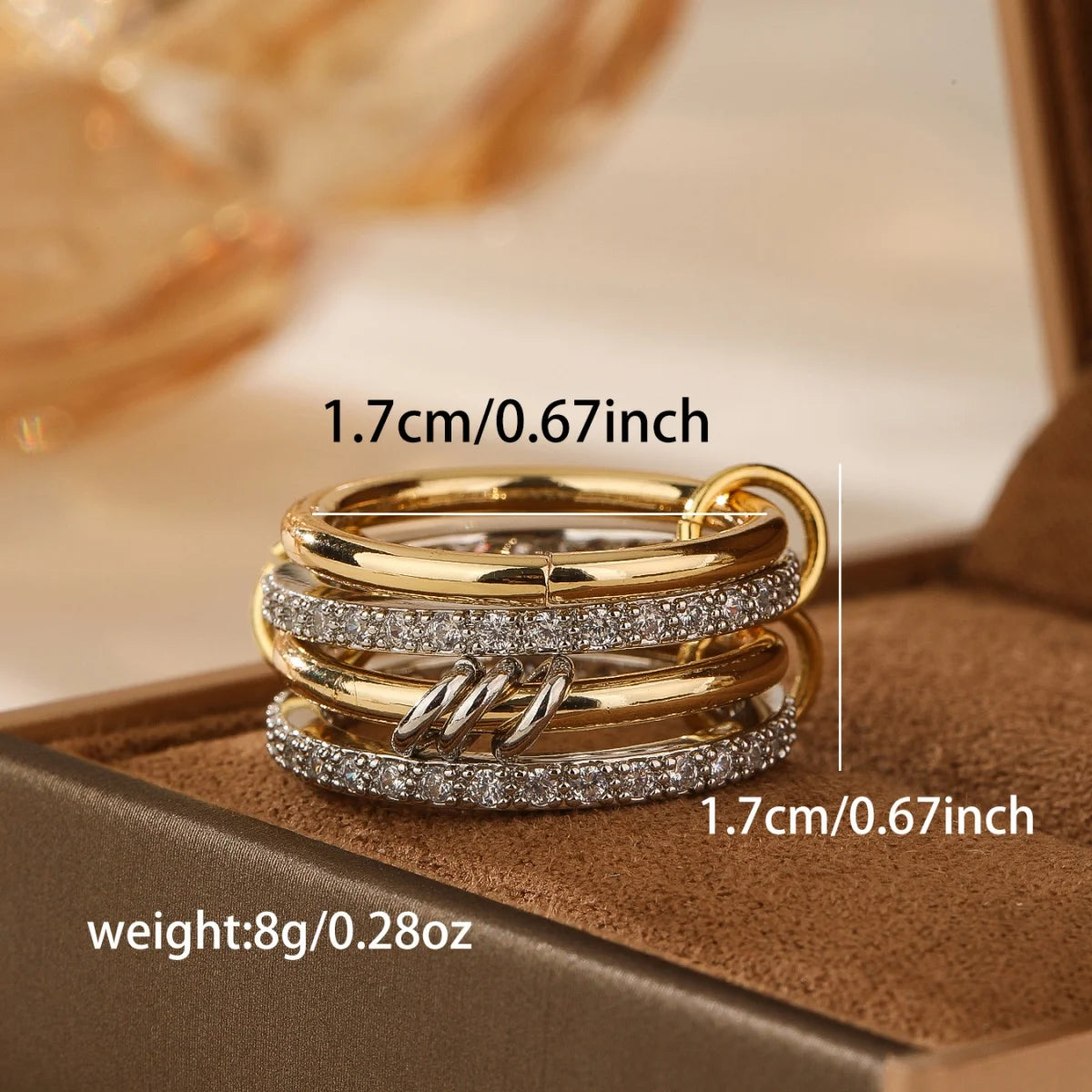 A Four-Ring Two-Color Copper Ring, Simple And Non-Fading, Fashionable Ins Series