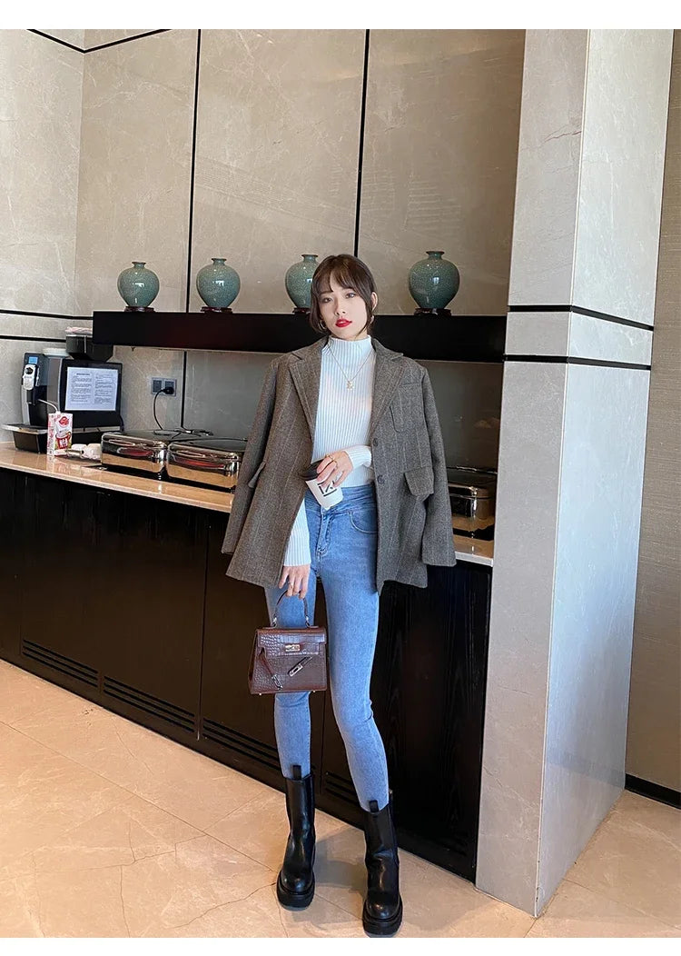 Sweater Women Autumn Winter Long Sleeve Knitted Women Sweater Pullover Slim Knit Sweater Women Tops Blusas Mujer De Moda J996