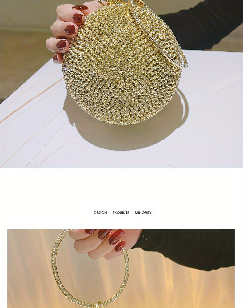 Exquisite Rhinestone Ball Shaped Clutch - Evening Bags for Women, Elegant Round Handbags with Circle Design, Perfect for Party, Prom, Wedding and Formal Occasions - Sparkling, Glamorous, and Eye-Catching Accessory