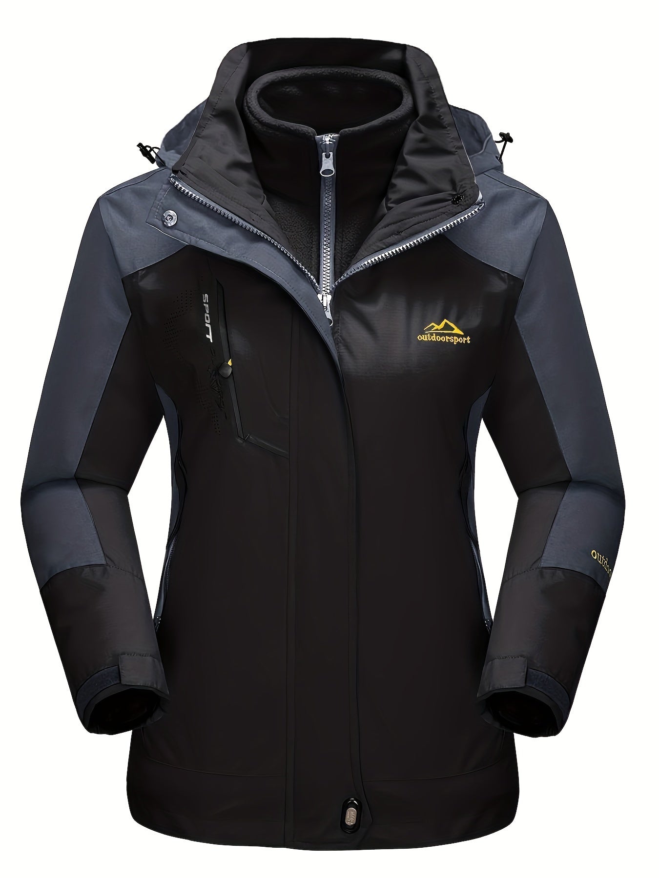 Women's 3-in-1 Winter Coats Snow Ski Jacket Water Resistant Fleece Lined Winter Jacket Parka Windproof Hiking Hooded Coat Multi-pocket Winter Camping Parka Wear Resistant Snowboarding Warm Fleece Jacket