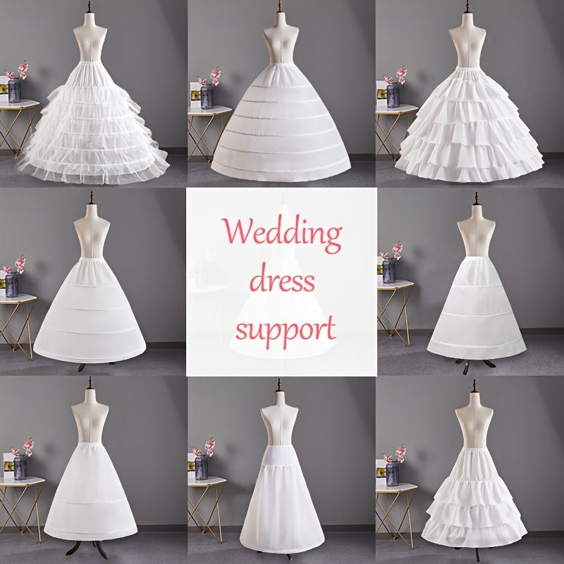 Elegant 6-Hoop Wedding Dress Petticoat - No Tulle, Hand Washable, Polyester Fiber, Perfect for Bridal Gowns & Formal Attire