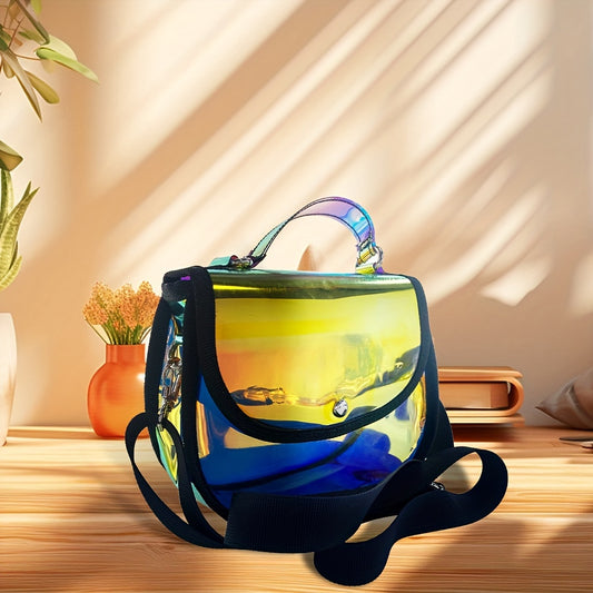 Holographic Clear Tote Bag Waterproof PVC Handbags for Work, Shopping, Beach, Stadium, Travel, Swim Venue or Concert