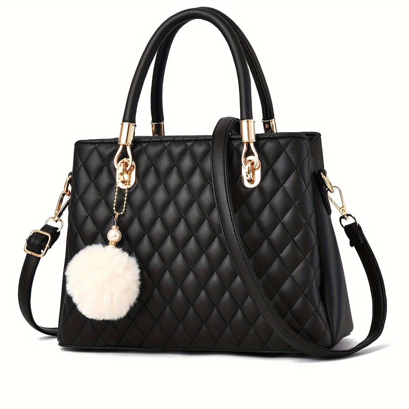 I IHAYNER Womens Leather Handbags Purses Top-handle Totes Satchel Shoulder Bag for Ladies with Pompon