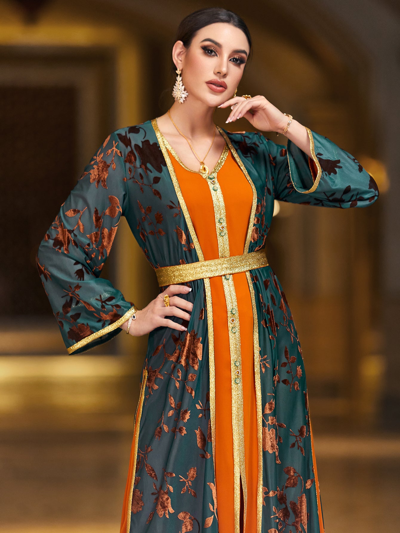 4042 Casual Arab Two-Piece Dress Set