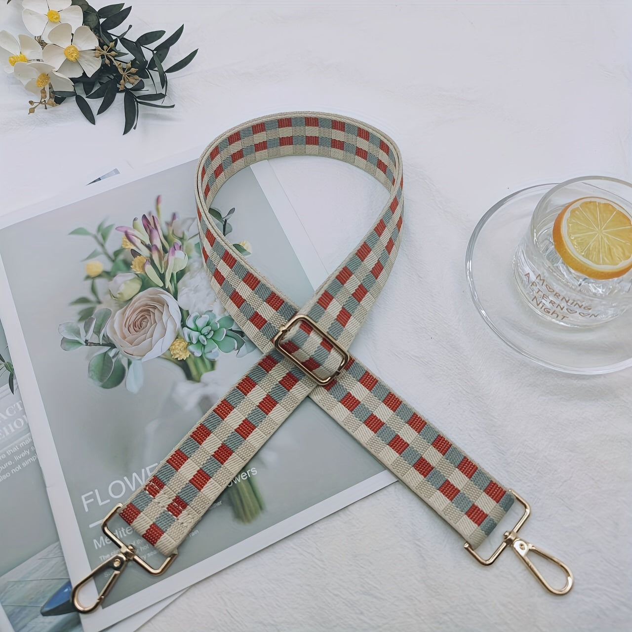 Stylish Checkered Shoulder Bag Strap - Adjustable Buckle, 3.8cm Wide, Durable, Easy to Use, Versatile Accessory for Women's Handbags