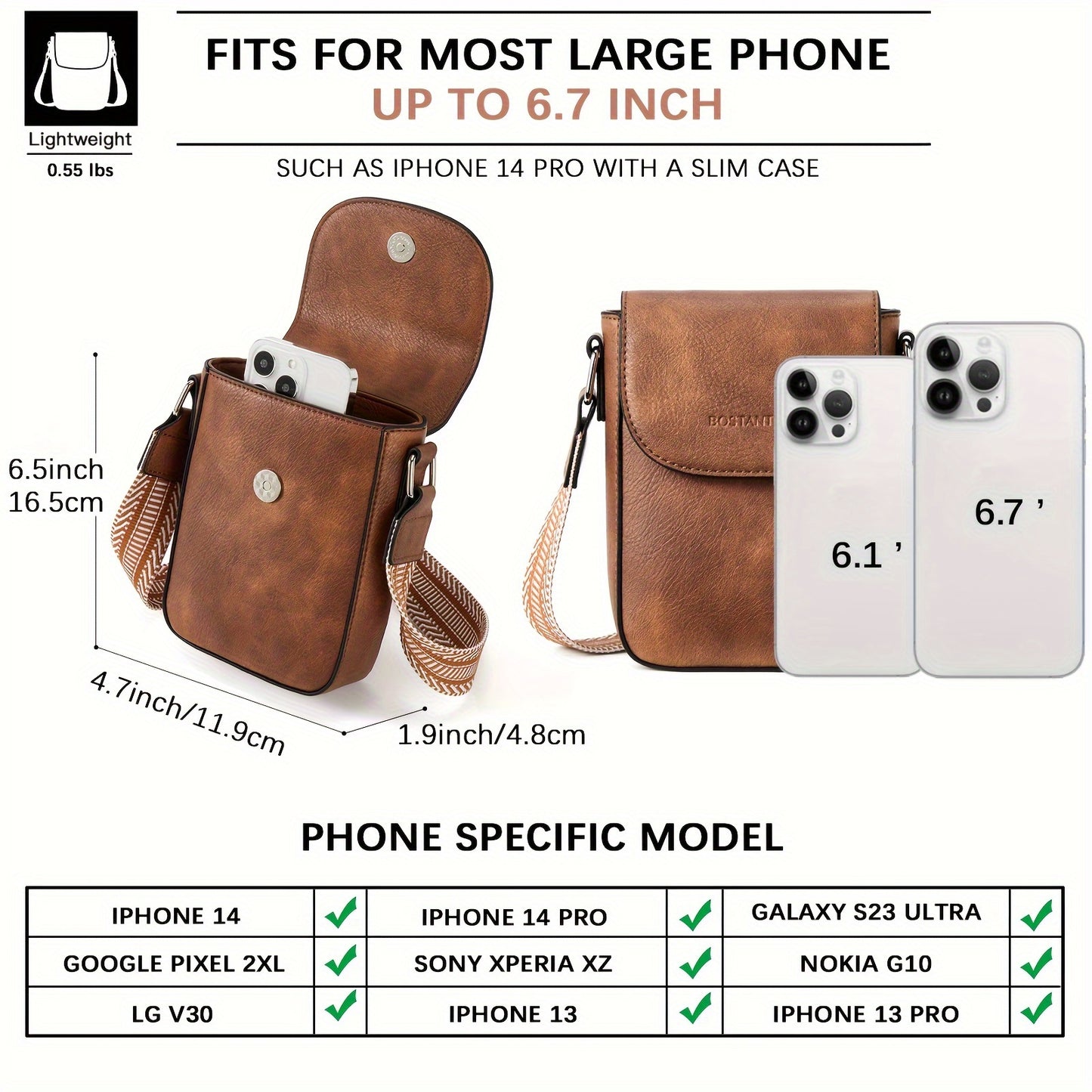 Small Crossbody Phone Wallet Purses - Adjustable Guitar Strap, Magnetic Closure, PU Leather, Lined Interior - Trendy Casual Handbags for Women