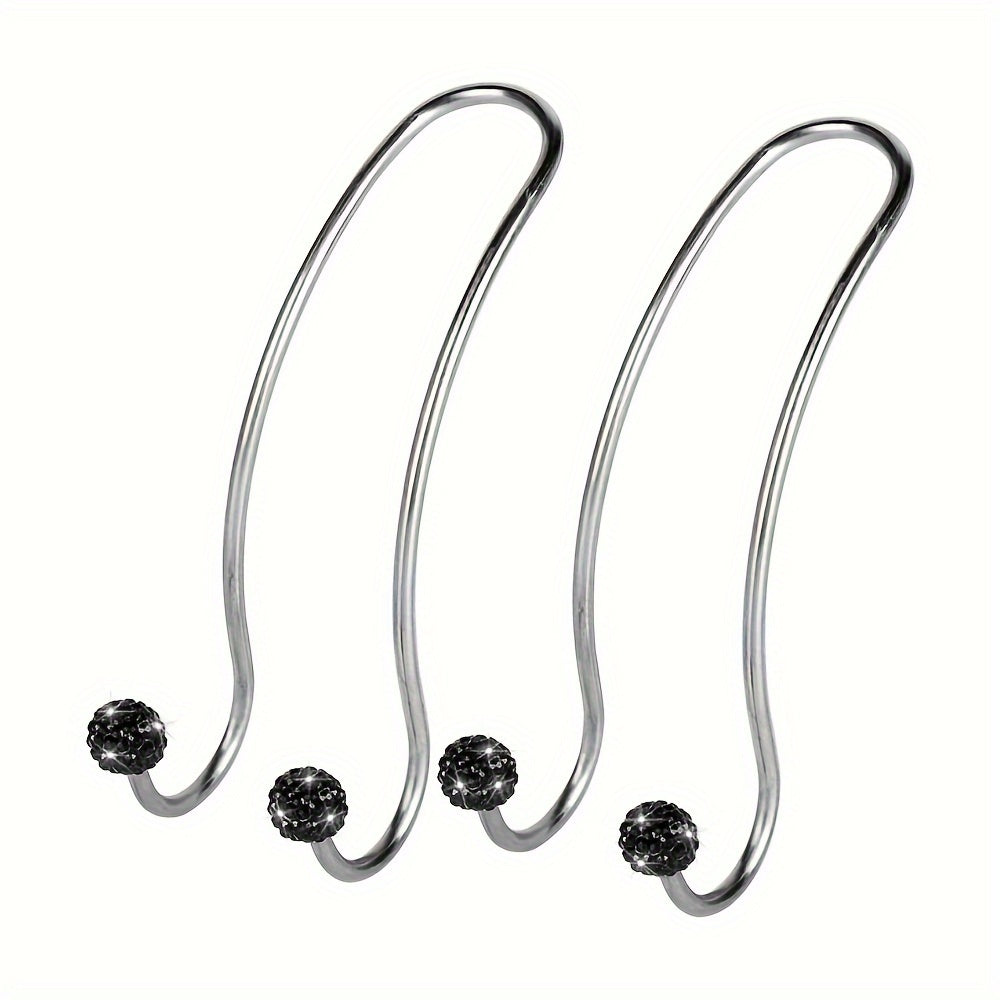 Fashion Car Headrest Hooks with Crystal Decoration - 2 Pack, Durable Metal Auto Backseat Hanger, Easy Installation, Wall Mount Option, Polished Finish, Multifunctional for Handbags, Clothes & Accessories