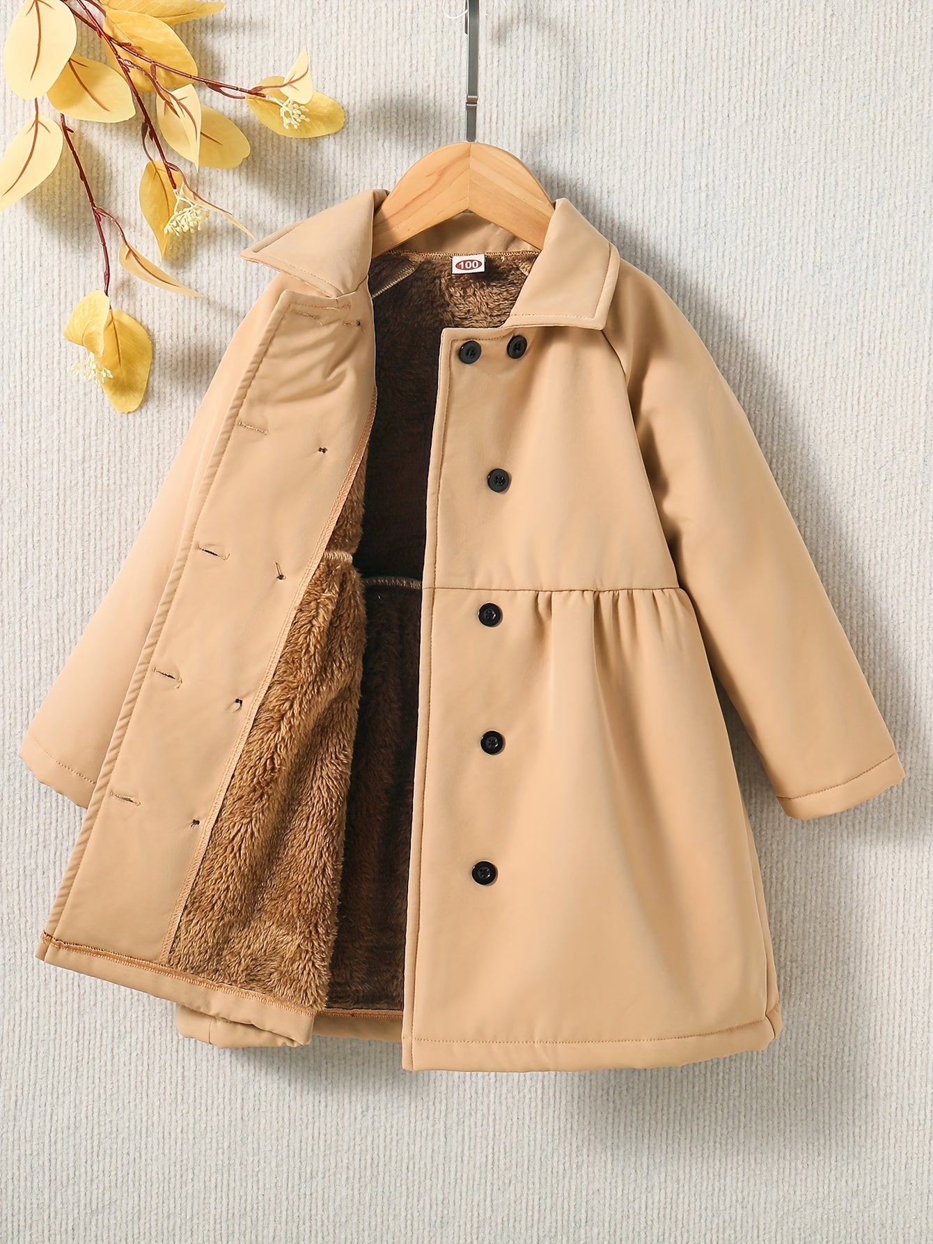 Cozy Plush Fleece Toddler Girls Winter Jacket with Button Collar for Warm and Stylish Daily Wear