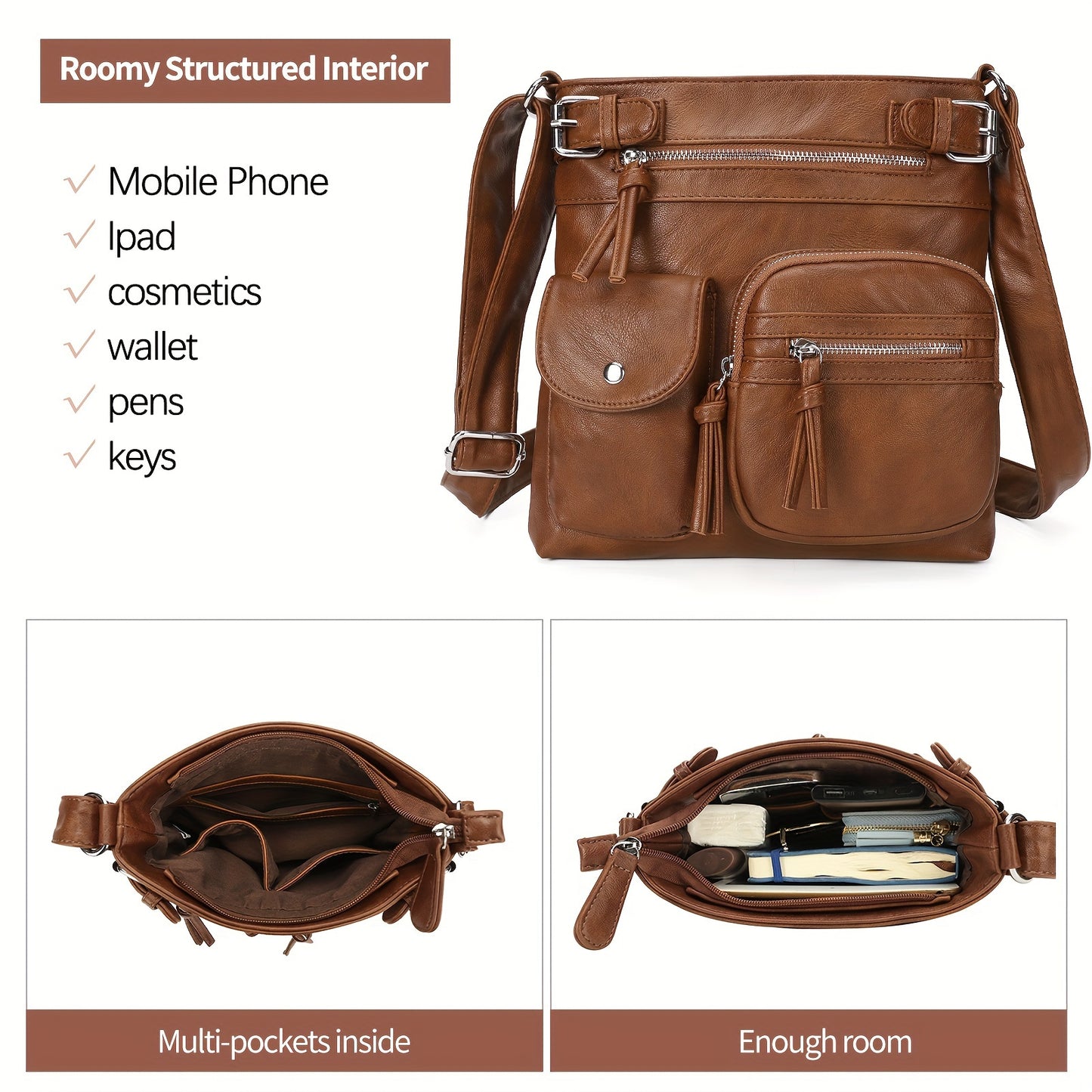 Purses For Women Small Crossbody Bags Shoulder Handbags Multi Pockets