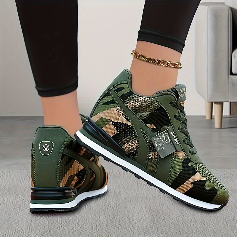 2025 New Women's Shoes with Increased Height and Versatile Travel Casual Outdoor Mesh Sports Shoes