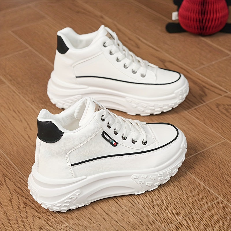 Autumn High Top Shoes Women's New Small White Shoes Casual Women's Shoes Thick Sole Show High Soft Sole Shoes