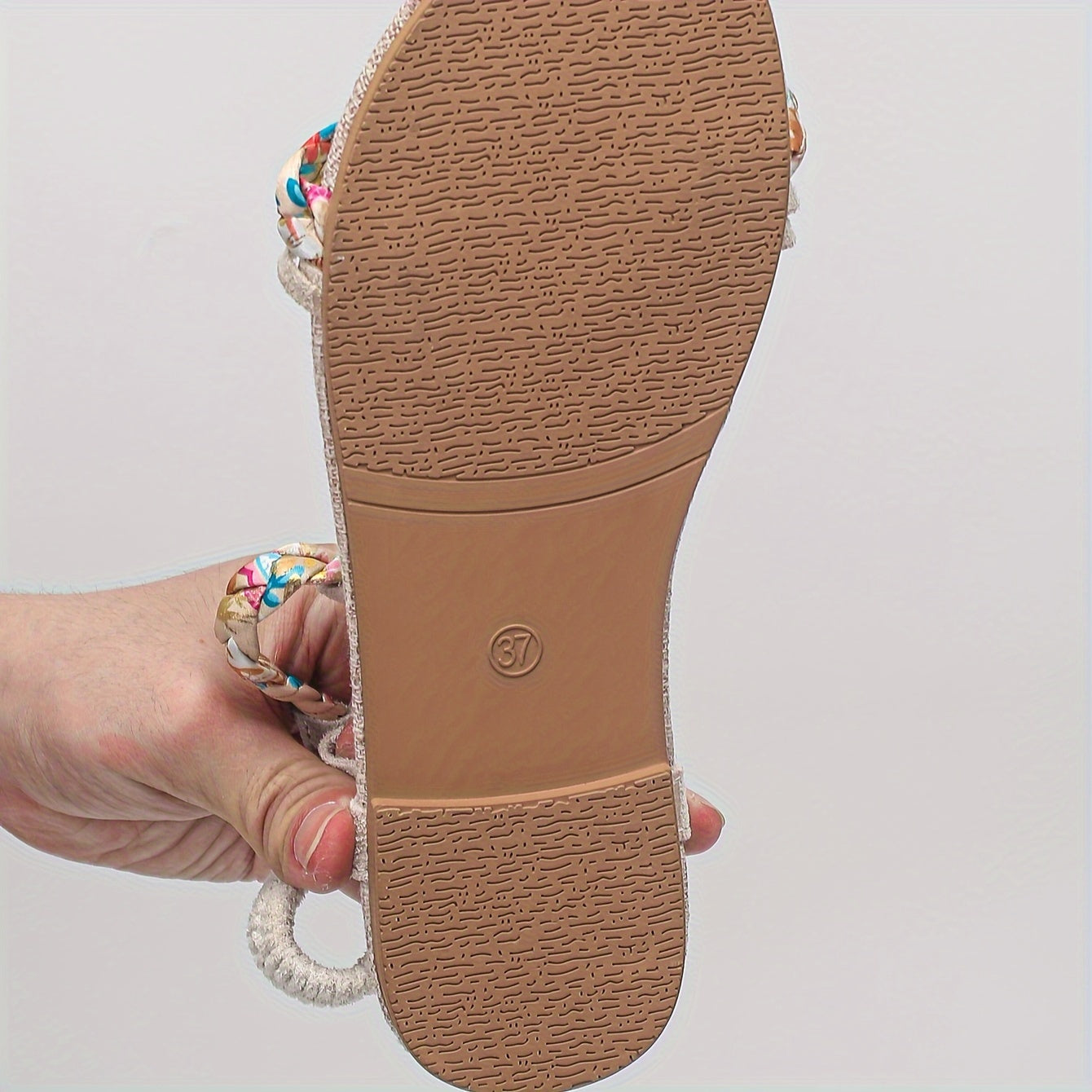 New Women's Summer Flat Big Size Women's Shoes with Colorful Fabric Weaving and Open-Toe Casual Women's Sandals