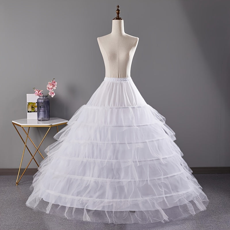 Elegant 6-Hoop Wedding Dress Petticoat - No Tulle, Hand Washable, Polyester Fiber, Perfect for Bridal Gowns & Formal Attire
