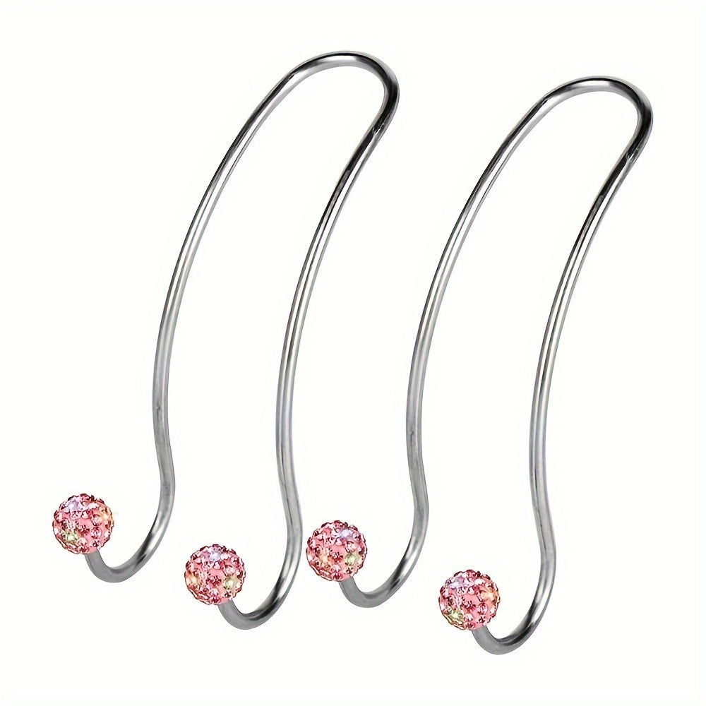 Fashion Car Headrest Hooks with Crystal Decoration - 2 Pack, Durable Metal Auto Backseat Hanger, Easy Installation, Wall Mount Option, Polished Finish, Multifunctional for Handbags, Clothes & Accessories
