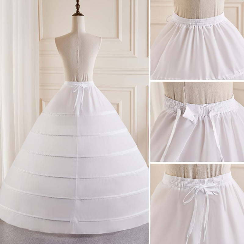 Elegant 6-Hoop Wedding Dress Petticoat - No Tulle, Hand Washable, Polyester Fiber, Perfect for Bridal Gowns & Formal Attire