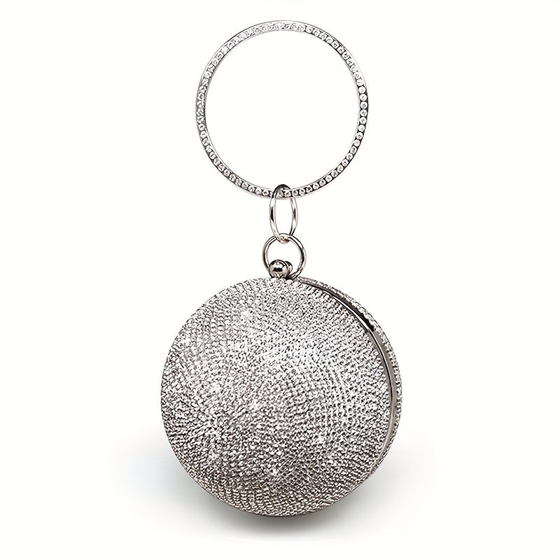 Exquisite Rhinestone Ball Shaped Clutch - Evening Bags for Women, Elegant Round Handbags with Circle Design, Perfect for Party, Prom, Wedding and Formal Occasions - Sparkling, Glamorous, and Eye-Catching Accessory