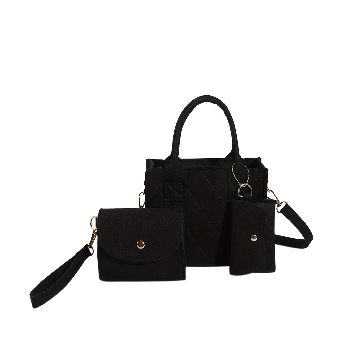 3pcs Set Mini Tote Bag Lightweight Casual Handbags & Mini Satchel & Mini Card Holder Set