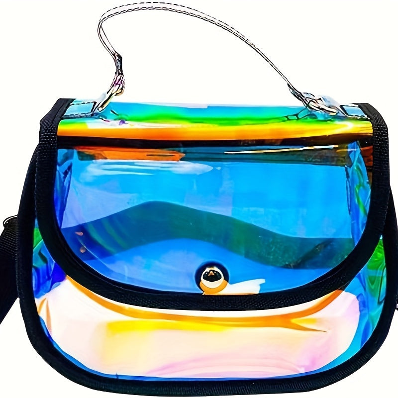 Holographic Clear Tote Bag Waterproof PVC Handbags for Work, Shopping, Beach, Stadium, Travel, Swim Venue or Concert
