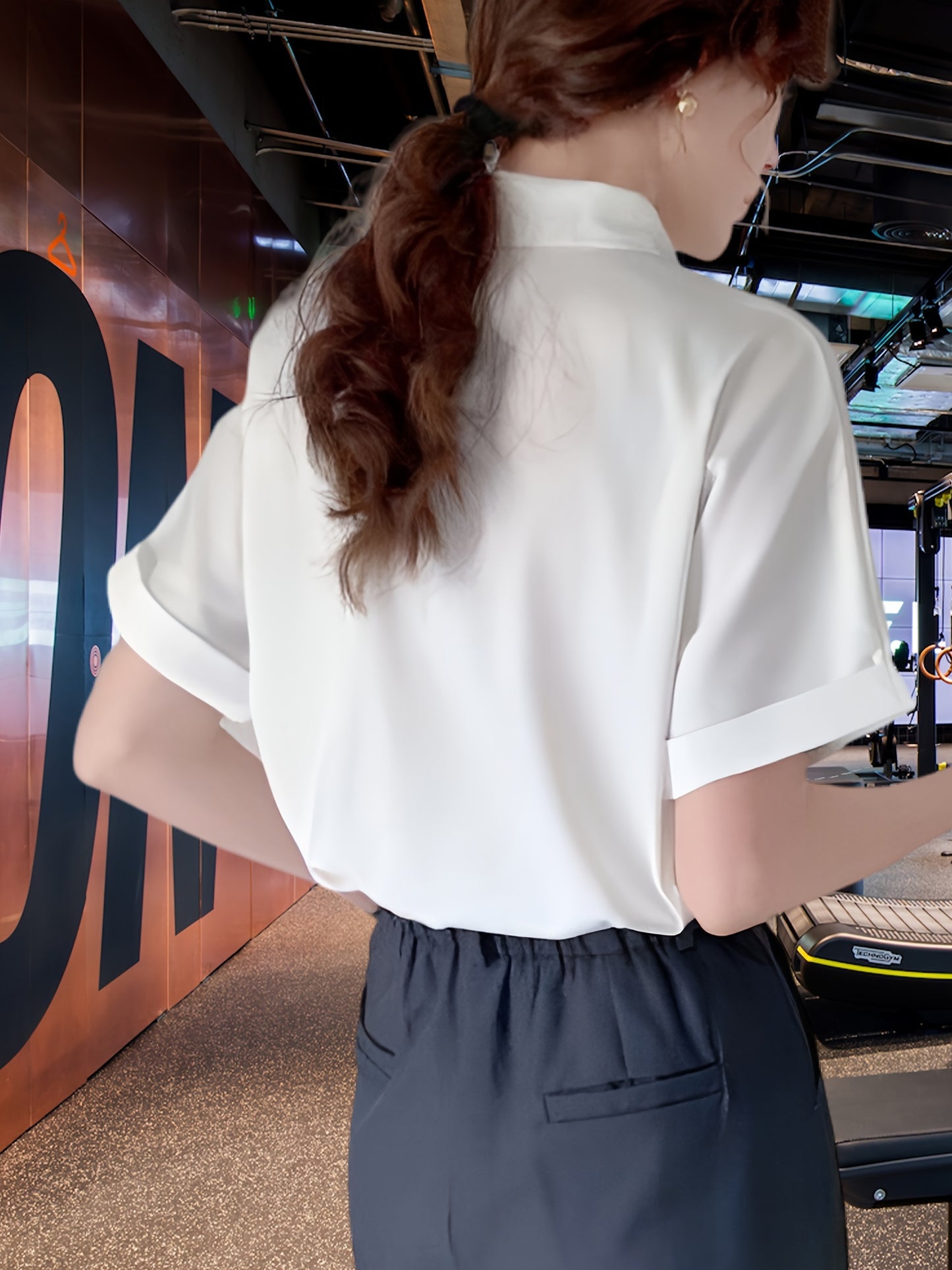 Women's Basic Slim Fit Polo Shirts, Solid Color Casual Short Sleeve Tops