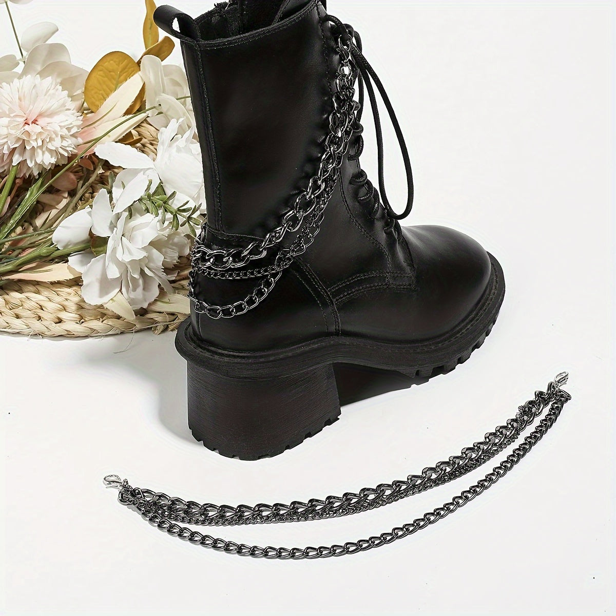 2PCS Decorative Chain, Fashion Women's Shoes Aluminum Chain For Boots, Cool DIY Accessories
