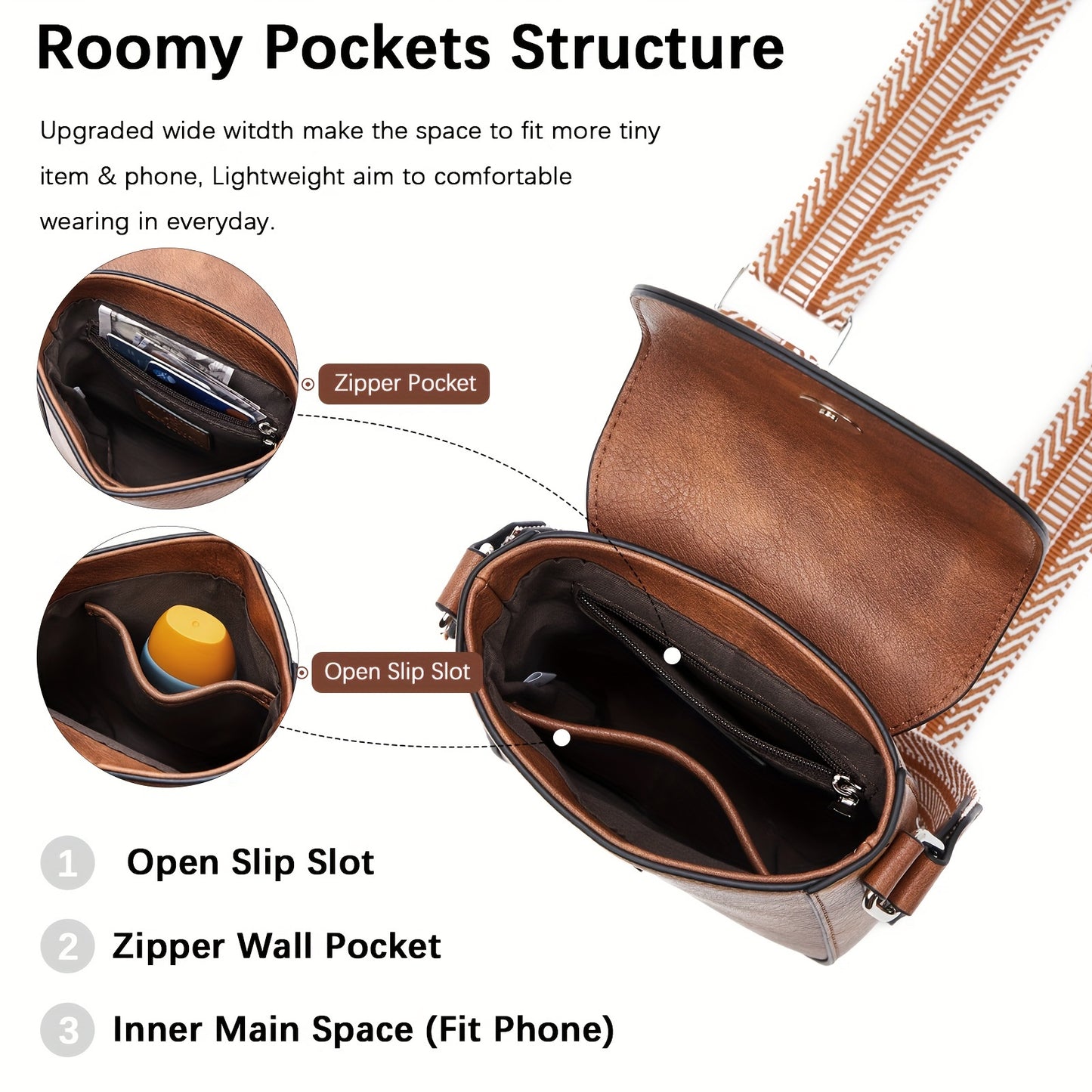 Small Crossbody Phone Wallet Purses - Adjustable Guitar Strap, Magnetic Closure, PU Leather, Lined Interior - Trendy Casual Handbags for Women