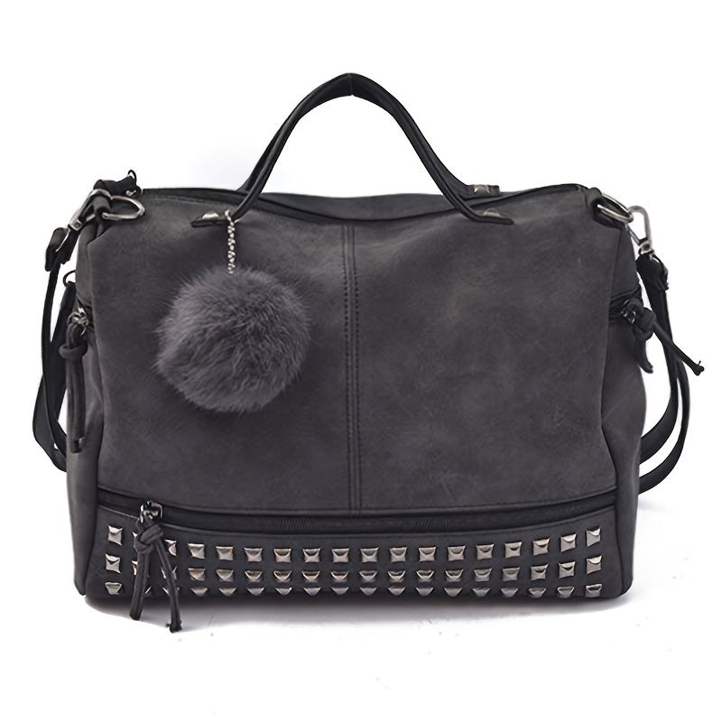 Womens Studded Tote Handbags Top Punk Casual Shoulder Bags Hobo Rocker Satchel Purse