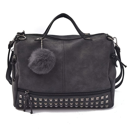 Womens Studded Tote Handbags Top Punk Casual Shoulder Bags Hobo Rocker Satchel Purse