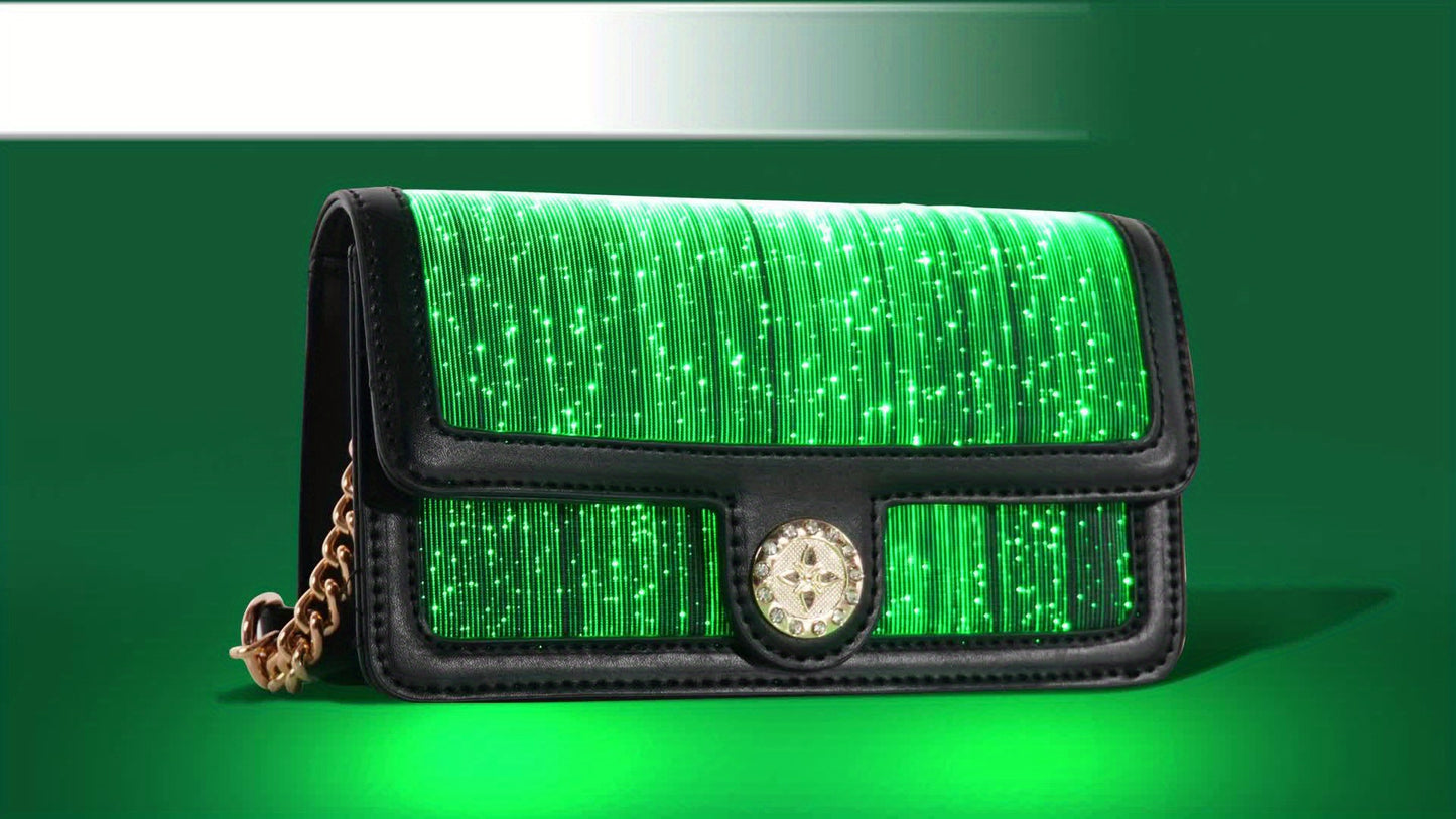 LED Bags Light Up Purse Black CrossBody Purse Evening Clutch Luminous Crossbody Bag Glow Handbags Shoulder Bag That Transforms Into 7 Colors Party Purse