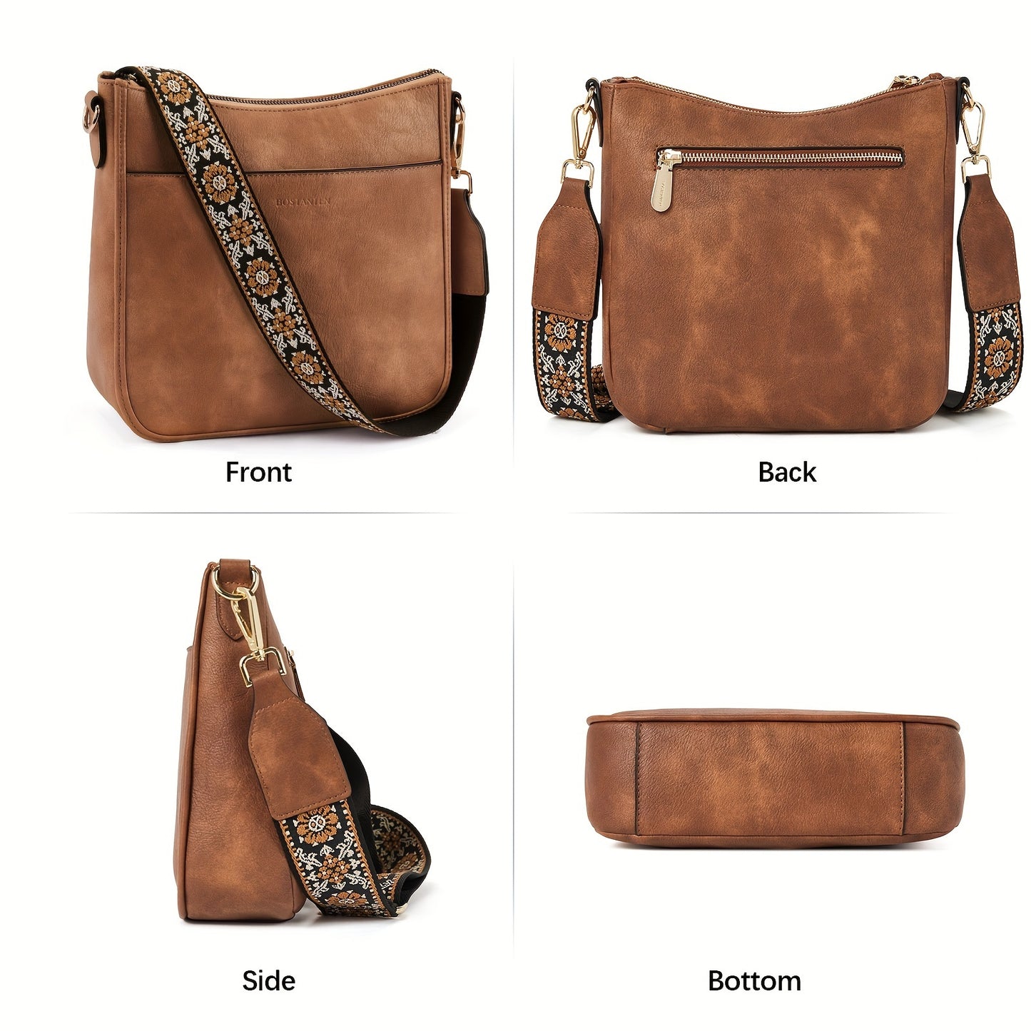 Crossbody Bags For Women, Trendy Vegan Leather Hobo Purses, Shoulder Handbags With Wide Shoulder Strap