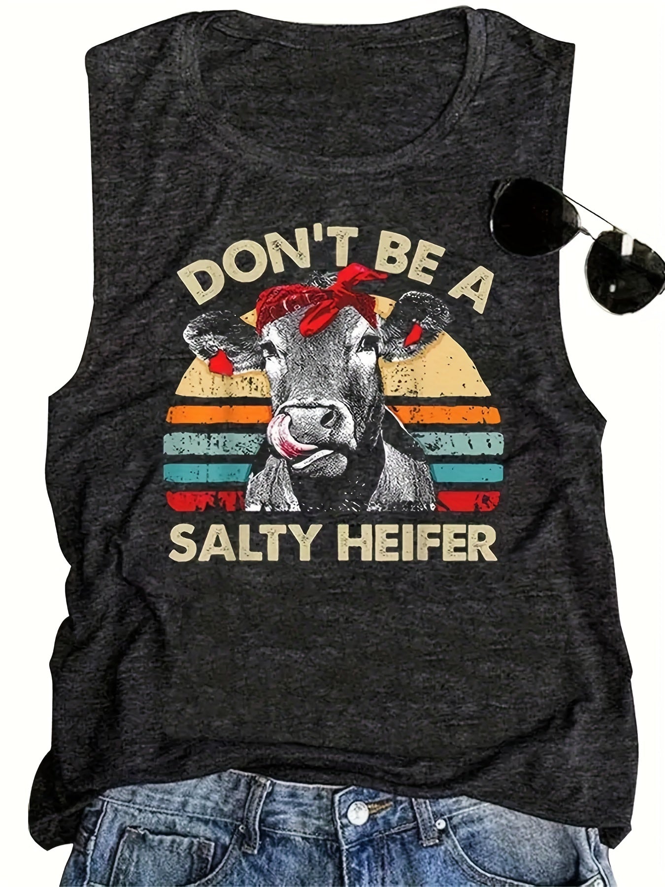 3-Pack Graphic Print Tank Tops - Breathable Crew Neck, Sleeveless Casual Style - Perfect Summer Wardrobe Staple for Women