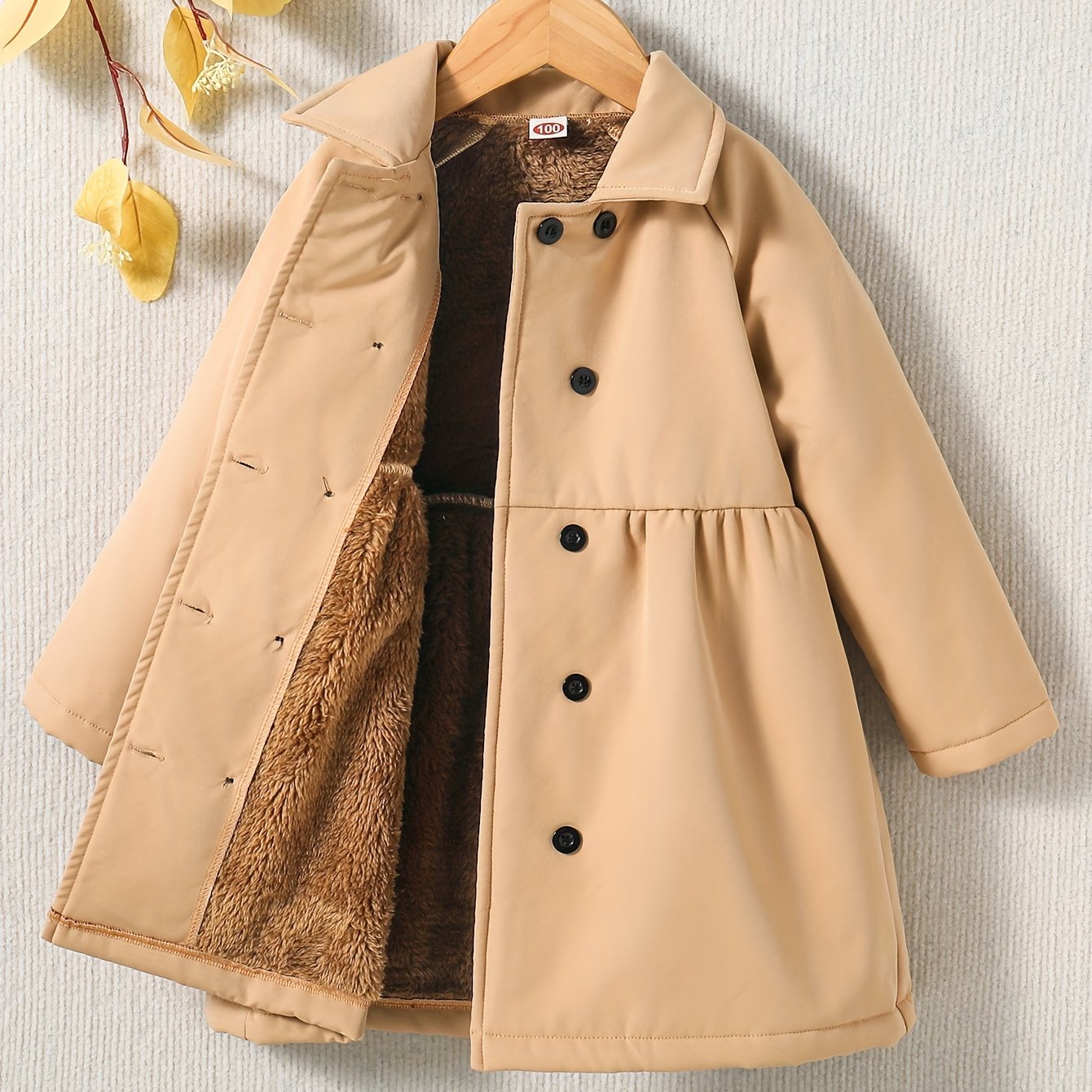 Cozy Plush Fleece Toddler Girls Winter Jacket with Button Collar for Warm and Stylish Daily Wear