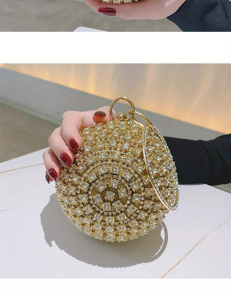 Exquisite Rhinestone Ball Shaped Clutch - Evening Bags for Women, Elegant Round Handbags with Circle Design, Perfect for Party, Prom, Wedding and Formal Occasions - Sparkling, Glamorous, and Eye-Catching Accessory